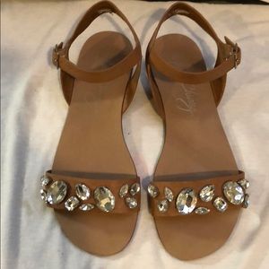 Arturo Chuang Tan Jeweled Sandals